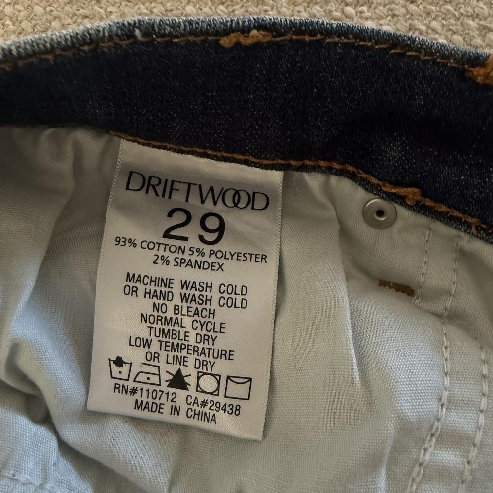 Driftwood Colette Embroidered Hem Jeans Blue Straight Leg Studded Size 29x26 - Picture 8 of 12
